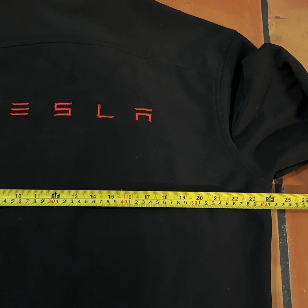 Tesla Motors Corporate Jacket Black Full Zip Fleece Lined Men's Size Large Fossa
